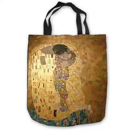 Пользовательские холст gustav-klimt-the-kiss сумка сумки повседневная хозяйственная сумка пляжные сумки Складная 180911-03-23