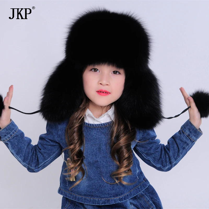 Русская меховая шапка зимняя из натурального Лисьего меха для мальчиков и