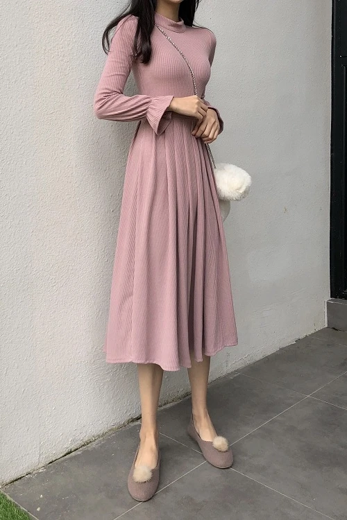 

KMETRAM 2020 Fashion New Women's Autumn Winter Dresses Robe Slim Warm Casual Long Party Dress Long Sleeve Elegant Vestidos HH665