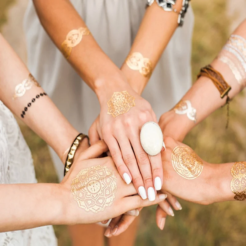 Новинка 1 лист наклейки для татуировок модные горячее золото ретро татуировка