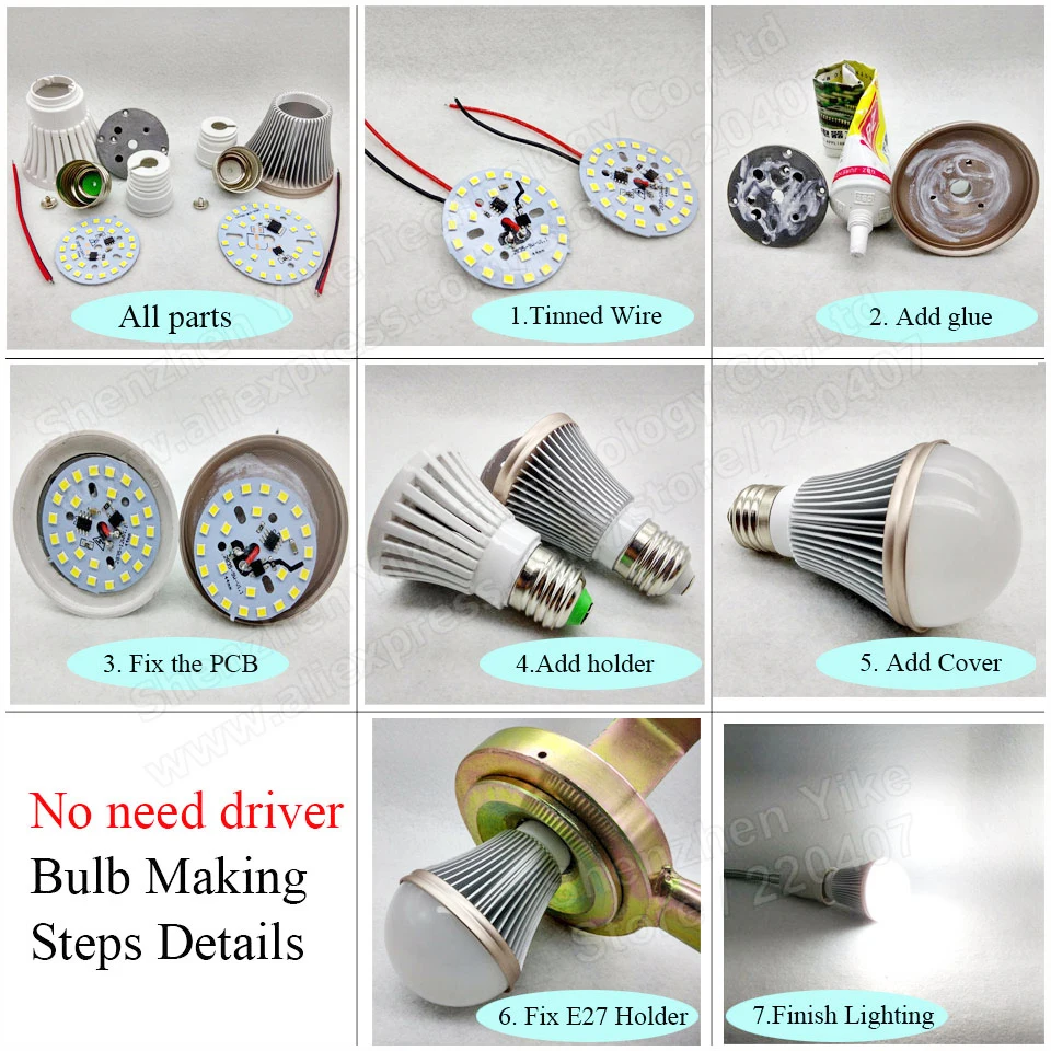 10 шт. ac 220v светодиодный pcb SMD2835 3w 5w 7w 9w 12w 15w интегрированный ic драйвер, светодиодный бусины умная ИС(интеграционная схема поверхностного монтажа, светодиодный светильник источник светодиодный лампы
