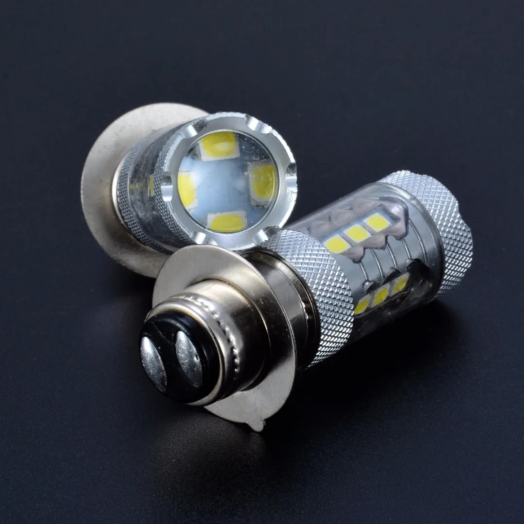 2 шт./компл. белый H6M/P15D мотоцикл фары 16 SMD СВЕТОДИОДНЫЙ 80 Вт мотоцикл туман вождения DRL свет лампочка фары алюминий DC 12 В