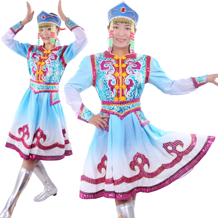 

Chinese minority clothing apparel Ethnic garment Mongolia nationality clothing costumes Mongolia stage performance dance wear