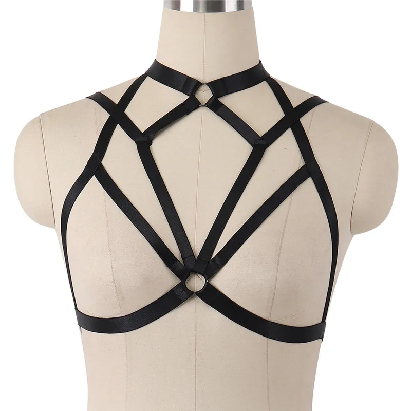 

JLX.HARNESS 90s Women Fetish body harness Lingerie Open Chest Cage Bralette Goth underwear Crop Wear Cupless Bra Bondage Harness