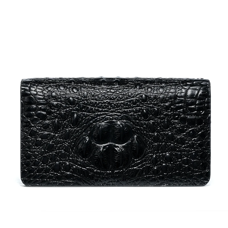New men's hand wallet soft PU material crocodile pattern waterproof bag trendy fashion casual business style high quality