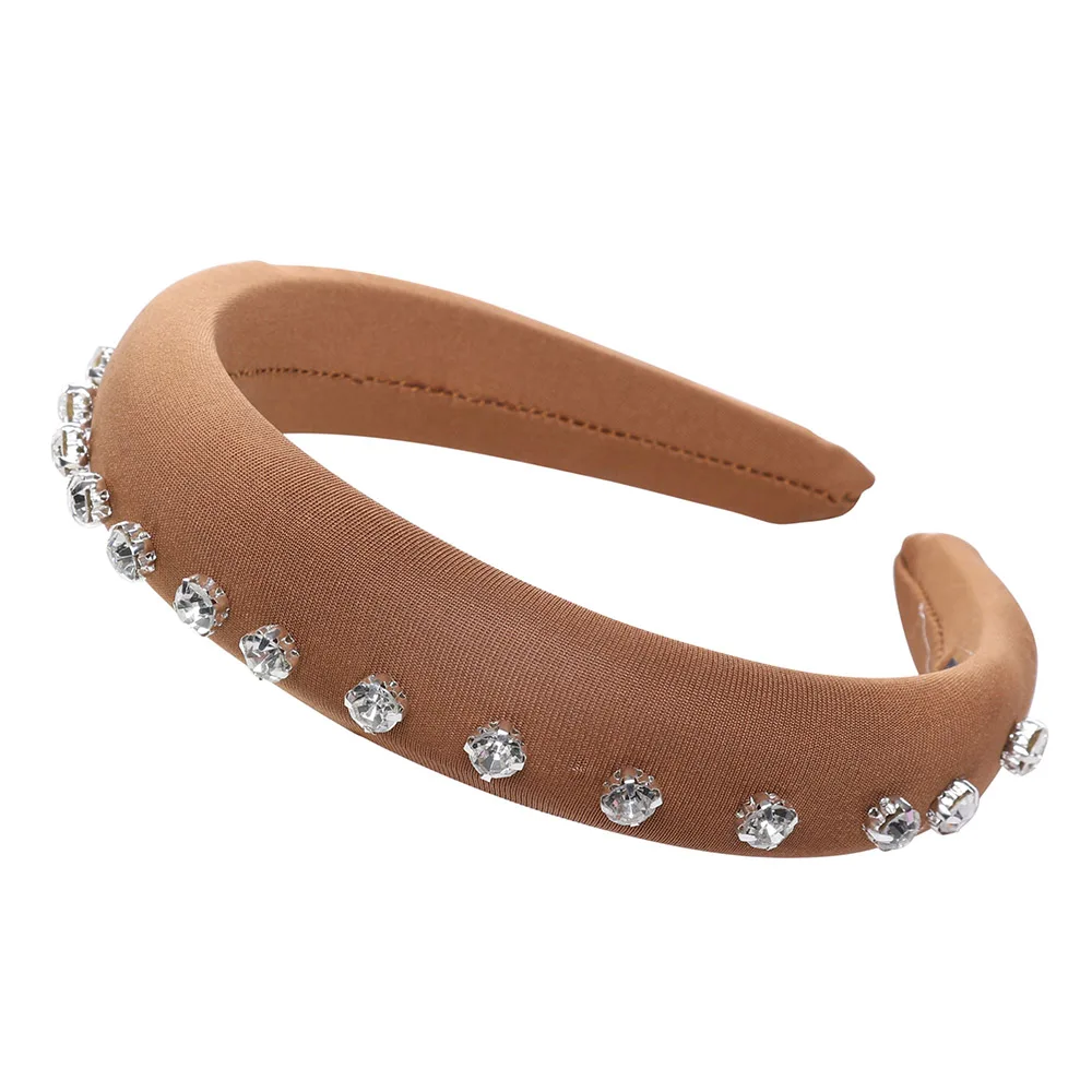 LEVAO осень しんじゅ ободок повязка на голову - Цвет: Khaki Rhinestone