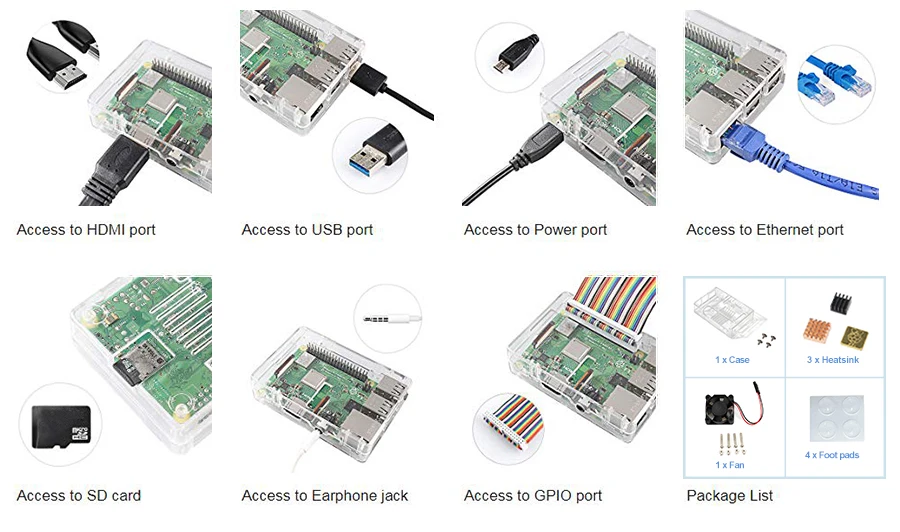 Raspberry Pi 3 Model B Чехол прозрачный для Raspberry Pi 3 Model B+, Pi 3 Модель B