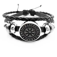 2019 new hot sale vegvisir viking compass snap button bracelet jewelry glass cabochon black bracelet jewelry