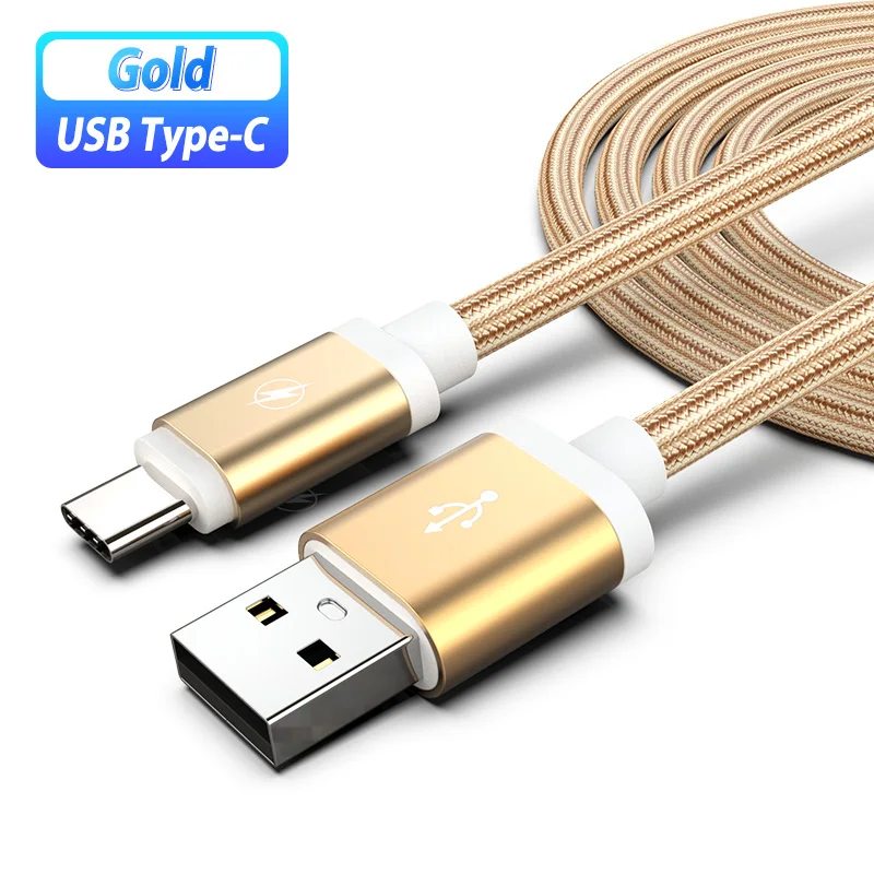 gold 2 м Usb type-C кабель Tipe C кабель для huawei P9 P10 P20 P30 samsung Galaxy Note8 A8s A8 A9 A40 A50 шнур зарядного устройства для телефона - Цвет: gold