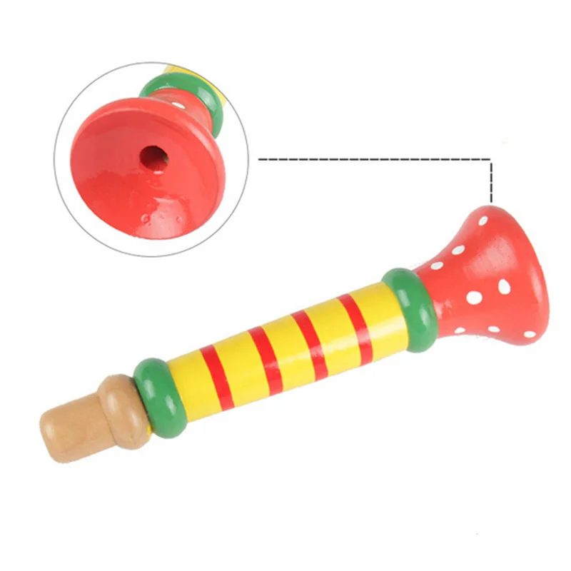 Baby Puzzle Wooden Trumpet Wind Instrument Toy Children's Day Gift Colorful Developmental Toy For Kids And Children Music Toys