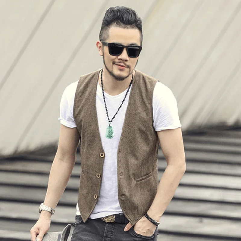 2018 мужские новые весенне осенние хлопковые повседневные льняные Жилеты тонкие