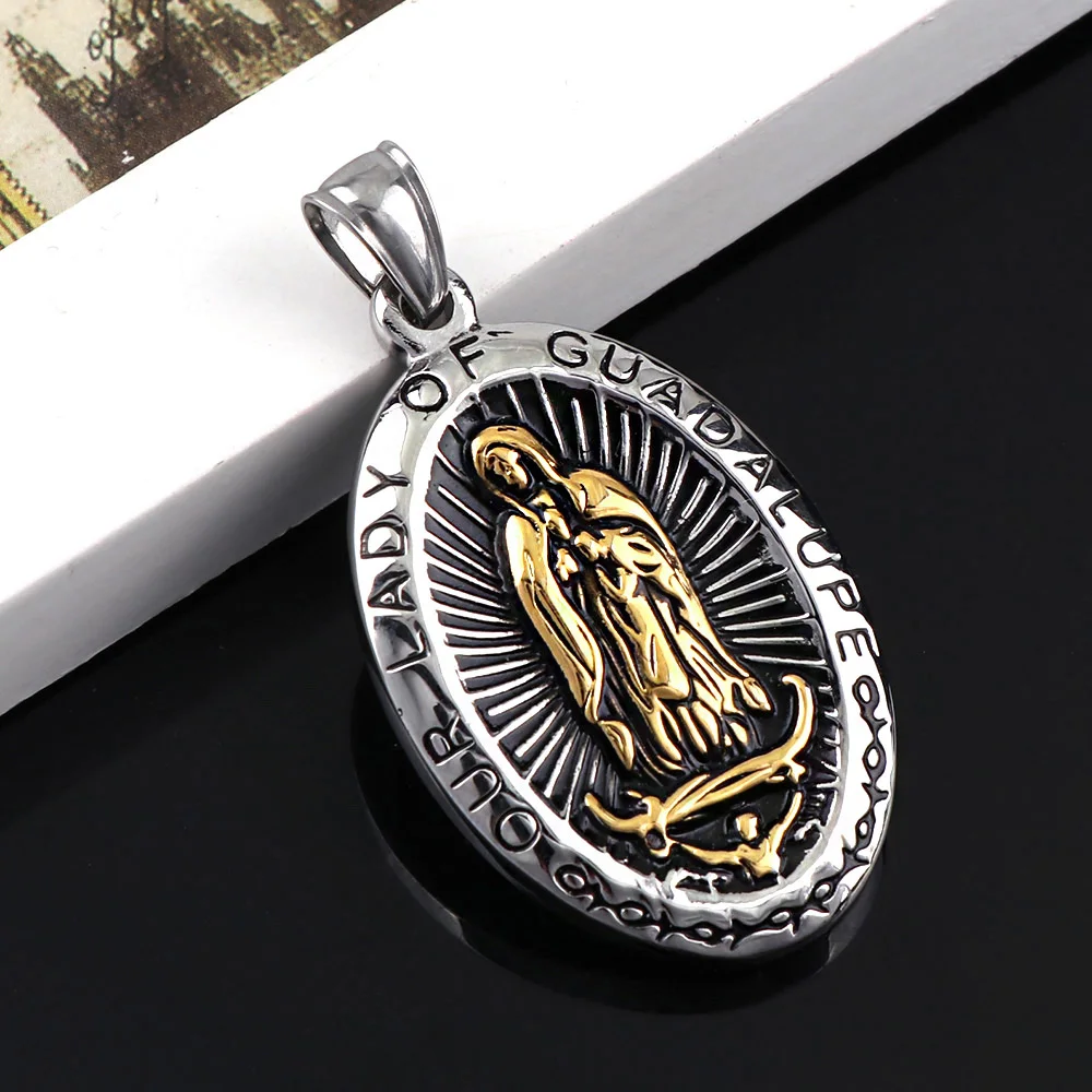 color 3 цвета, религиозное ювелирное ожерелье "OUR LADY OF GUADALUPE", женские и мужские модные аксессуары, религиозное ожерелье Девы Марии, кулон - Окраска металла: color