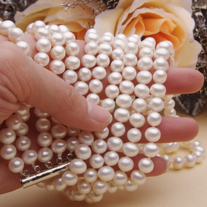 Comprare Eterna Di Cerimonia Nuziale Del Regalo Delle Donne Di Parola 925 Sterling Reale UN Cinque Strati A Più Strati Della Principessa Personalizzata Freshwaterpearl Della Collana Del Choker