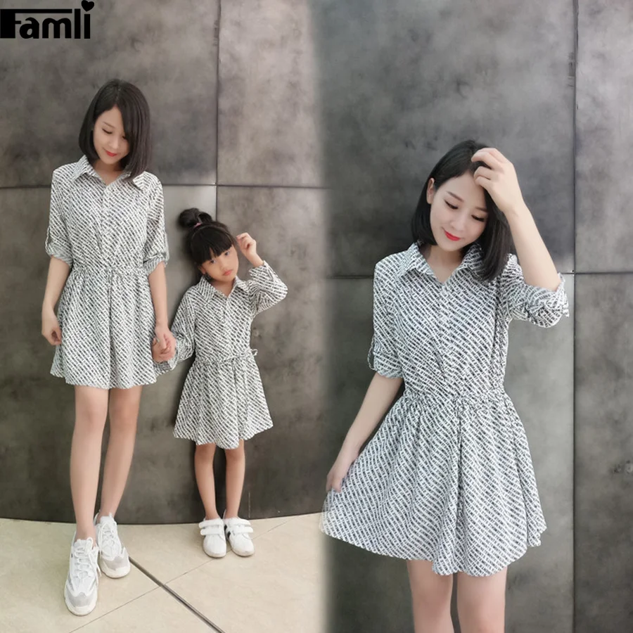 Famli/Рождественские одинаковые платья для мамы и дочки 1 шт. осенняя модная одежда