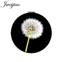 jweijiao wish real dandelion round makeup mirror mini folding compact pocket mirror 1x2x magnifying for beauty tools