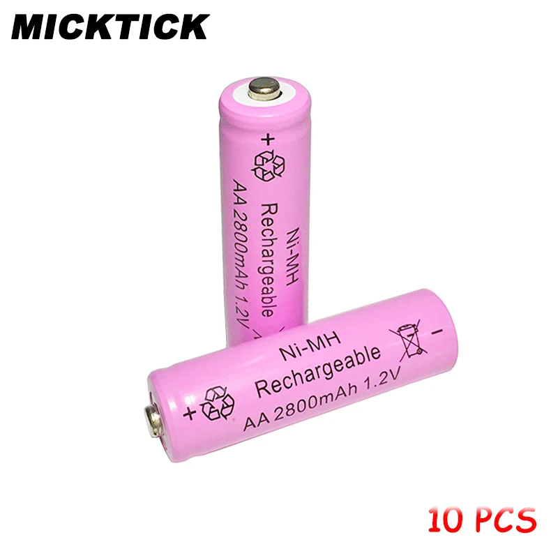 10 шт. MICKTICK 2800 мАч Перезаряжаемые АА 5 # батареи 1 2 В 2a Ni MH аккумуляторы большой
