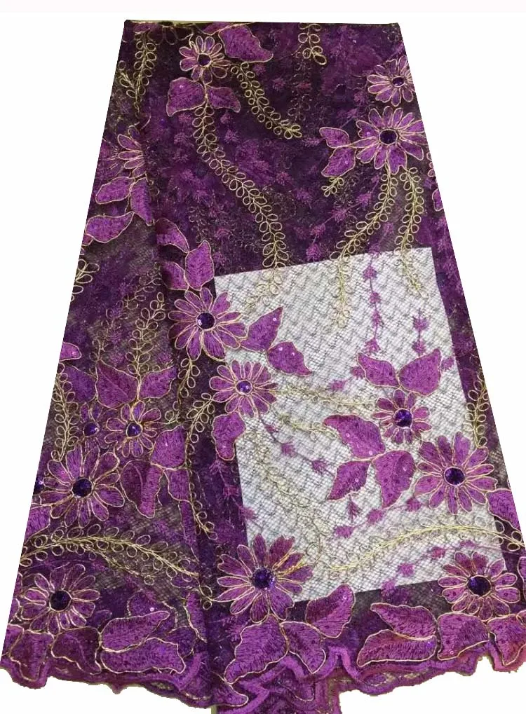 High quality African sequins lace fabric 5 Yards for Bridal dress Tulle bule NX0666-6 | Дом и сад