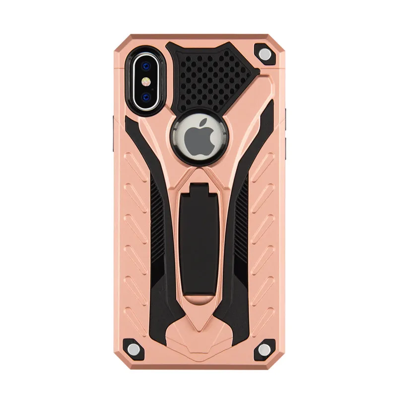 Hybird TPU+ PC пластиковый двойной армированный чехол с подставкой для iPhone XS Max X XR 5 5S SE 6 S 6 S 7 8 Plus 6Plus 7Plus 8 Plus задняя крышка