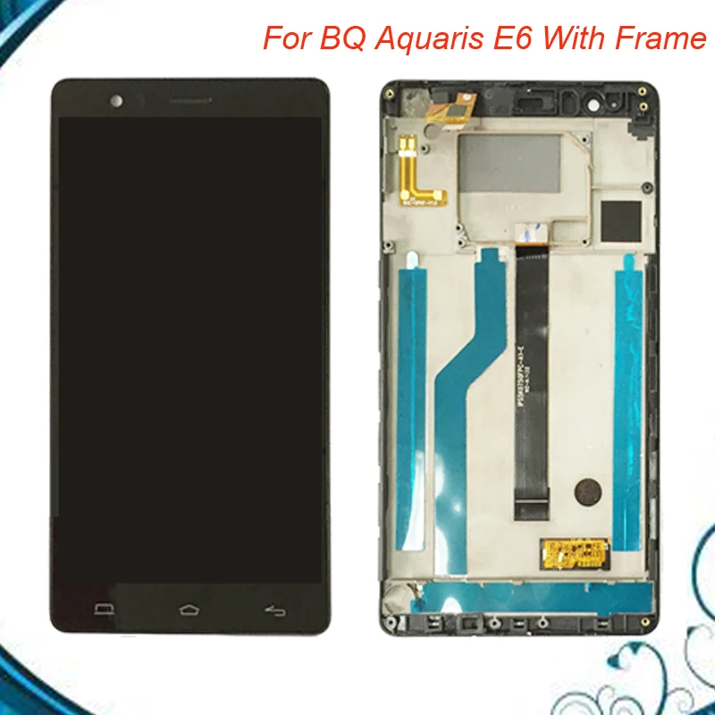 For BQ Aquaris E6 LCD Display Screen with Touch Digitizer Assembly 5k0750 frame Black in stock | Мобильные телефоны и