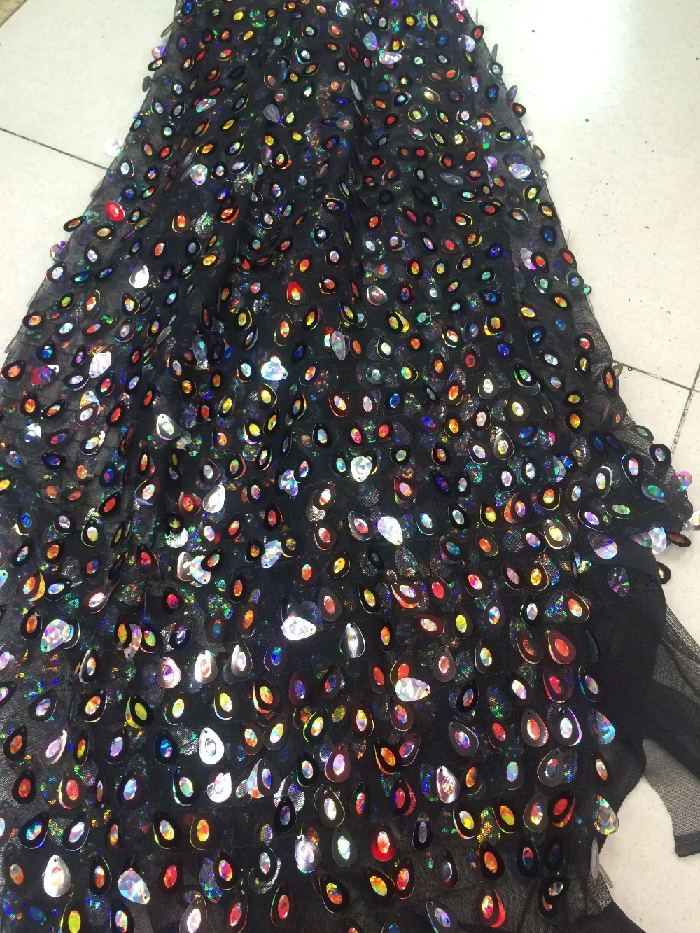 Женская модная Тюлевая вышивка с блестками французская сетчатая кружевная ткань