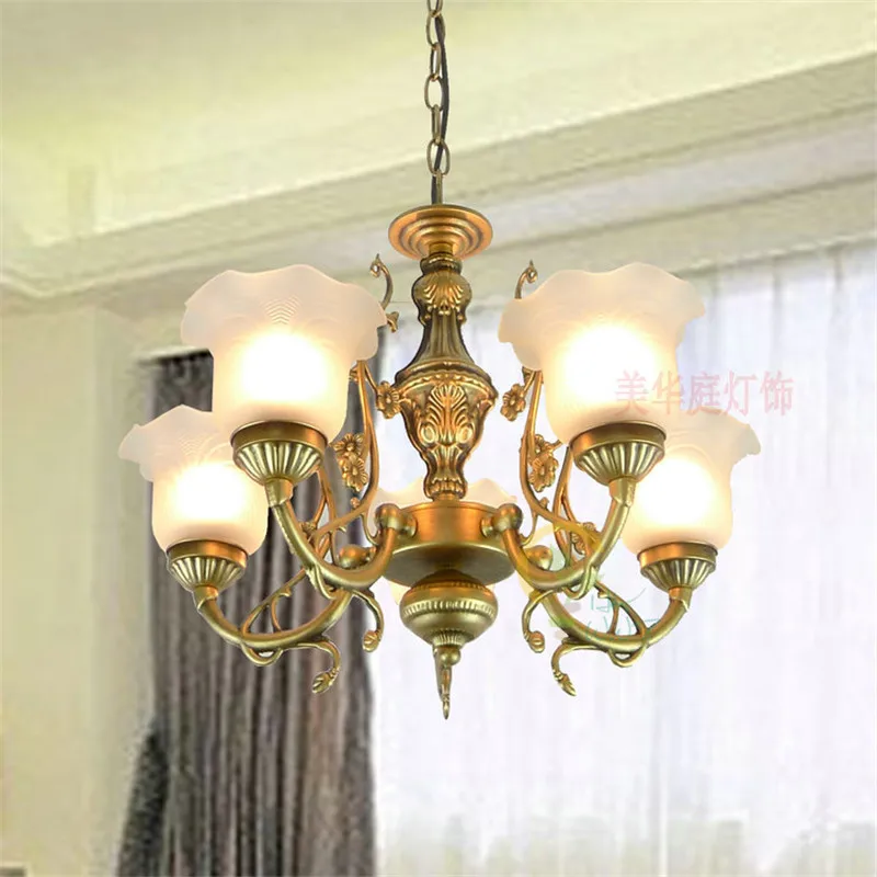Lustre европейская роскошная люстра со стеклом для гостиной антикварное освещение светильники американский стиль Лофт Ресторан люстра