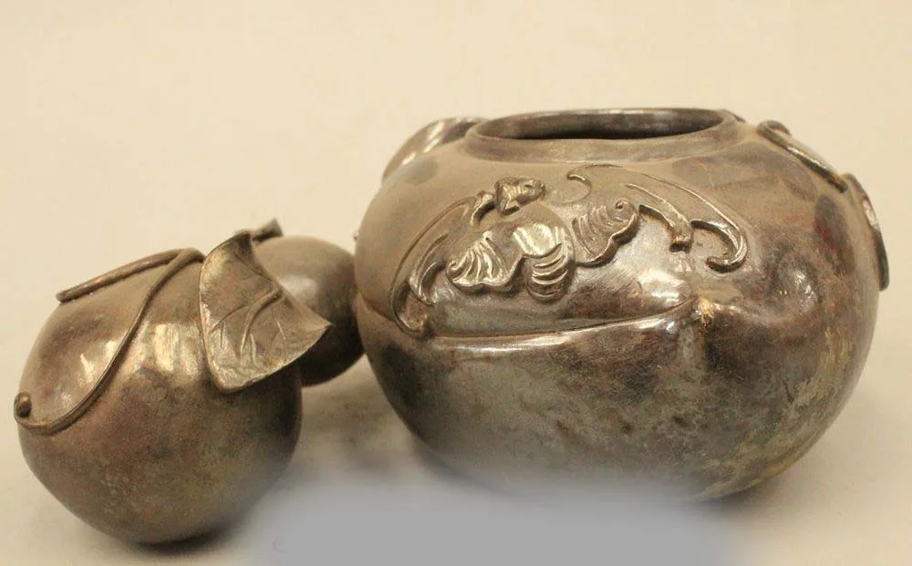 Помечено Китай Китайский Народная Старый Чистая Бронзовый тыквы calabash Горшок