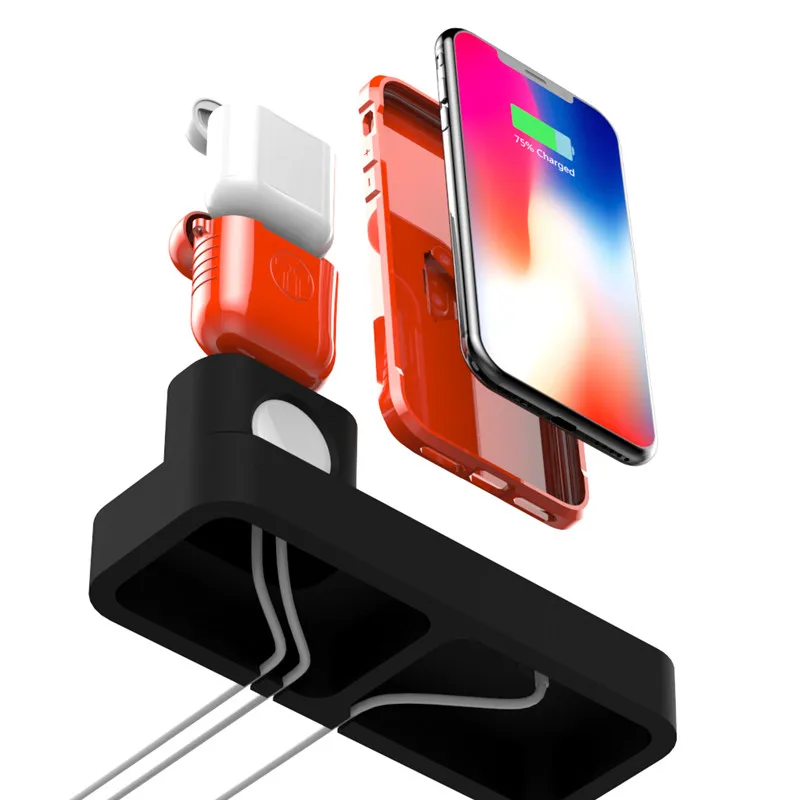 

Coolreall Charging Dock Holder 3 in 1 Apple Watch Silicone charging stand Dock Station Charger For iPhone X XR XS Max 8 7 6