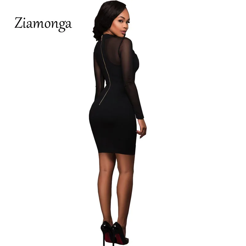 Женское облегающее платье-карандаш Ziamonga Сетчатое платье с длинным рукавом в