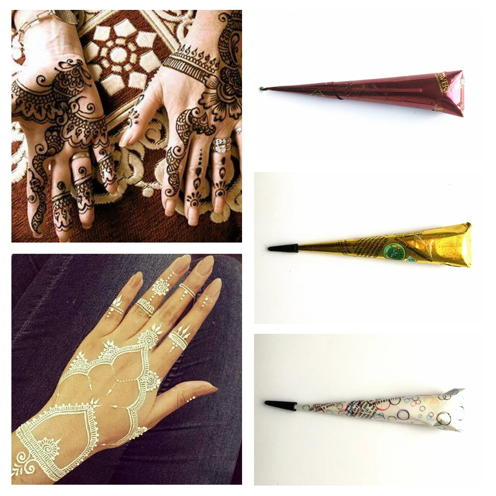 

Fashion Pigment Indian Waterproof Henna Tattoo Cones for Makeup Body Art Paint Henna Mehndi Paste DIY Finger Drawing Cream