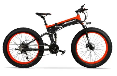 LANKELEISI XT750plus складной электрический велосипед 48 В 10AH литиевая батарея 1000 Вт высокоскоростной Гидравлический дисковый тормоз - Color: Black red