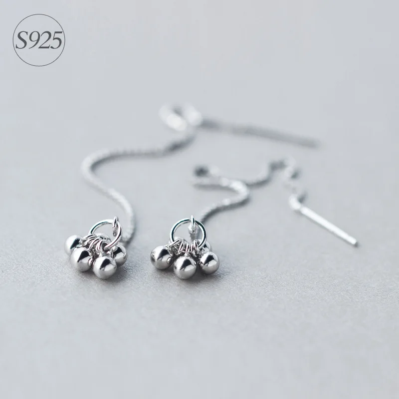 Реальный. Женские серьги из серебра 925 пробы с бусинами и кисточками|earrings long|threader