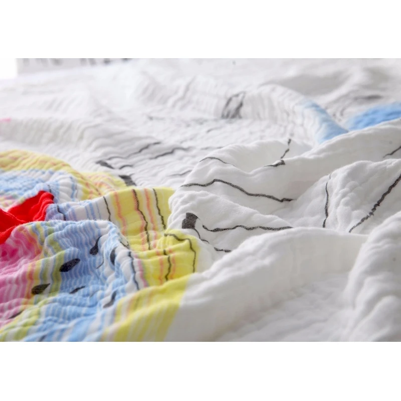 Lange bebe coton bio baby wrap s 120*150 см, Радужное детское одеяло с единорогом, одеяло для новорожденных, муслиновое Пеленальное Одеяло, Марлевое детское одеяло для кровати