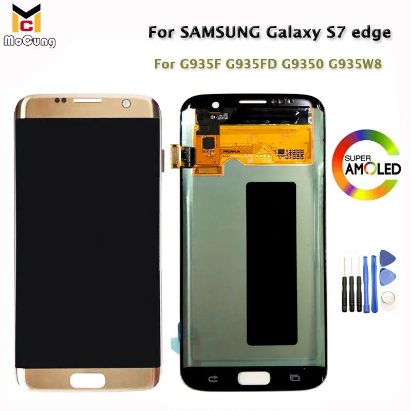 5 &quotсупер AMOLED для Samsung Galaxy S7 Edge Pantalla G935 G935F ЖК-экран сенсорный дигитайзер рамка в