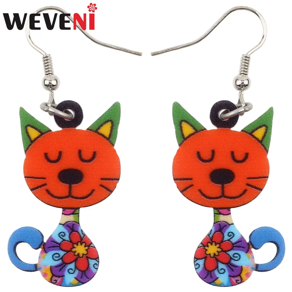 WEVENI акриловые серьги гвоздики с животными милые длинные подвесками в виде