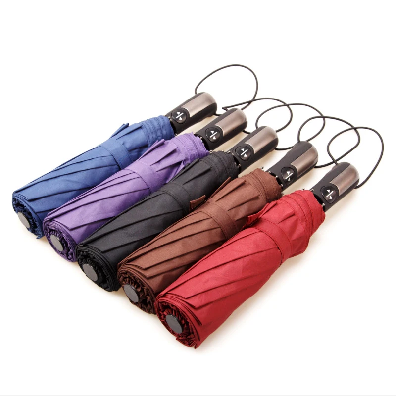 Новый ветрозащитный десять костей автоматический зонт простой складной три раза