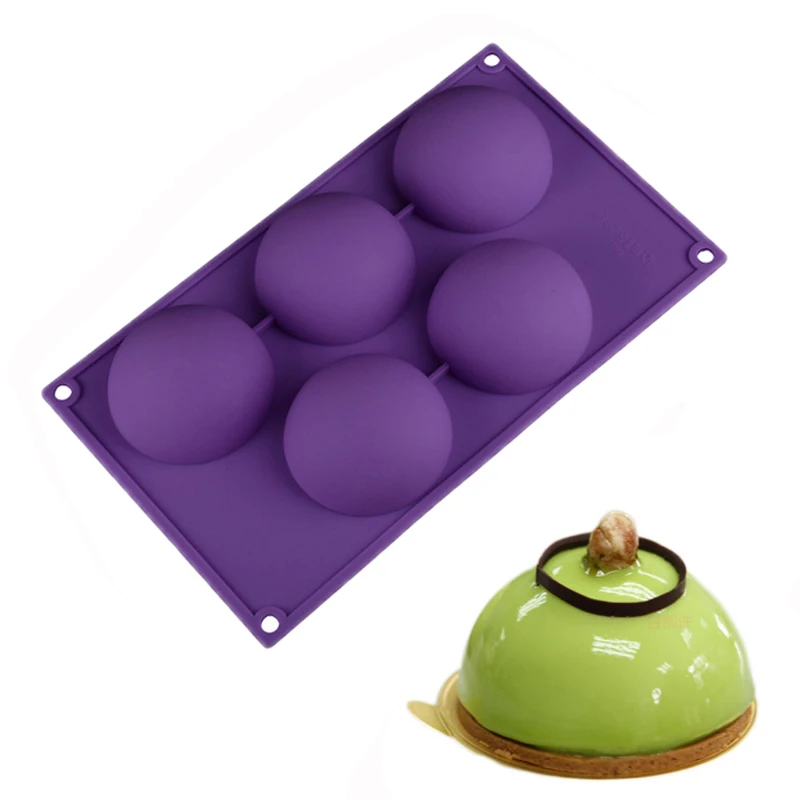Силиконовая полусферическая круглая форма для торта 5 отверстий шоколад желе