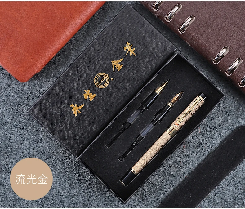 gold Роскошный фонтан клипса с драконом три Nibs caligraphing Pen Набор офисный подарок для студентов канцелярские принадлежности для бизнеса и искусства - Цвет: gold