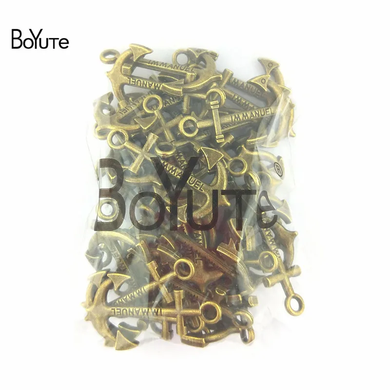 BoYuTe (40 шт./лот) 14*38 мм якорь очарование Античная бронза серебро Руль Подвески