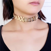 2018 hot sale fashion necklace jewelry european shiny plated choker statement matel choker necklaces for womengirl gift punk