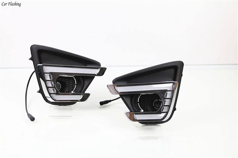 Автомобиль мигает 1 комплект светодиодный для Mazda CX5 CX-5 2012 2013 DRL дневного света дневной с желтыми поворотник