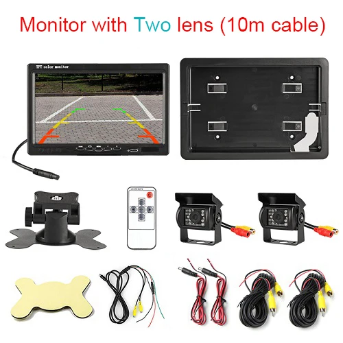 Add Two cameras 10m Jansite 7 дюймов TFT ЖК-монитор для автомобиля HD дисплей камера обратная помощь камера система упаковки 18IR СВЕТОДИОДНЫЙ монитор для автомобиля - Цвет: Add Two cameras 10m