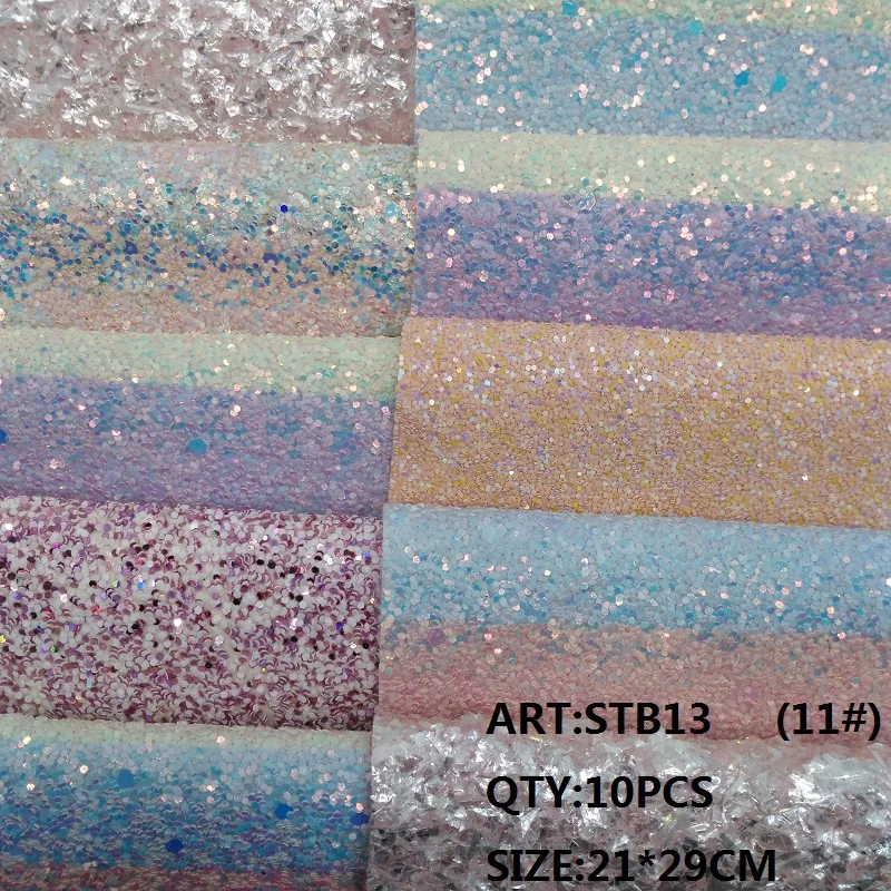 CLEAR STOCK 1SET(10PCS ) 21X29cm Alisa Glitter Cuero Sintetico Chunky Leather For DIY hair Accessroies Craft STB13 | Дом и сад