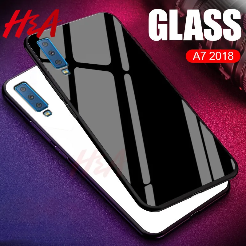 H& A роскошный стеклянный чехол для телефона для samsung Galaxy J4 J6 J8 Plus Мягкий силиконовый чехол для Galaxy A6 A7 A8 чехол для телефона