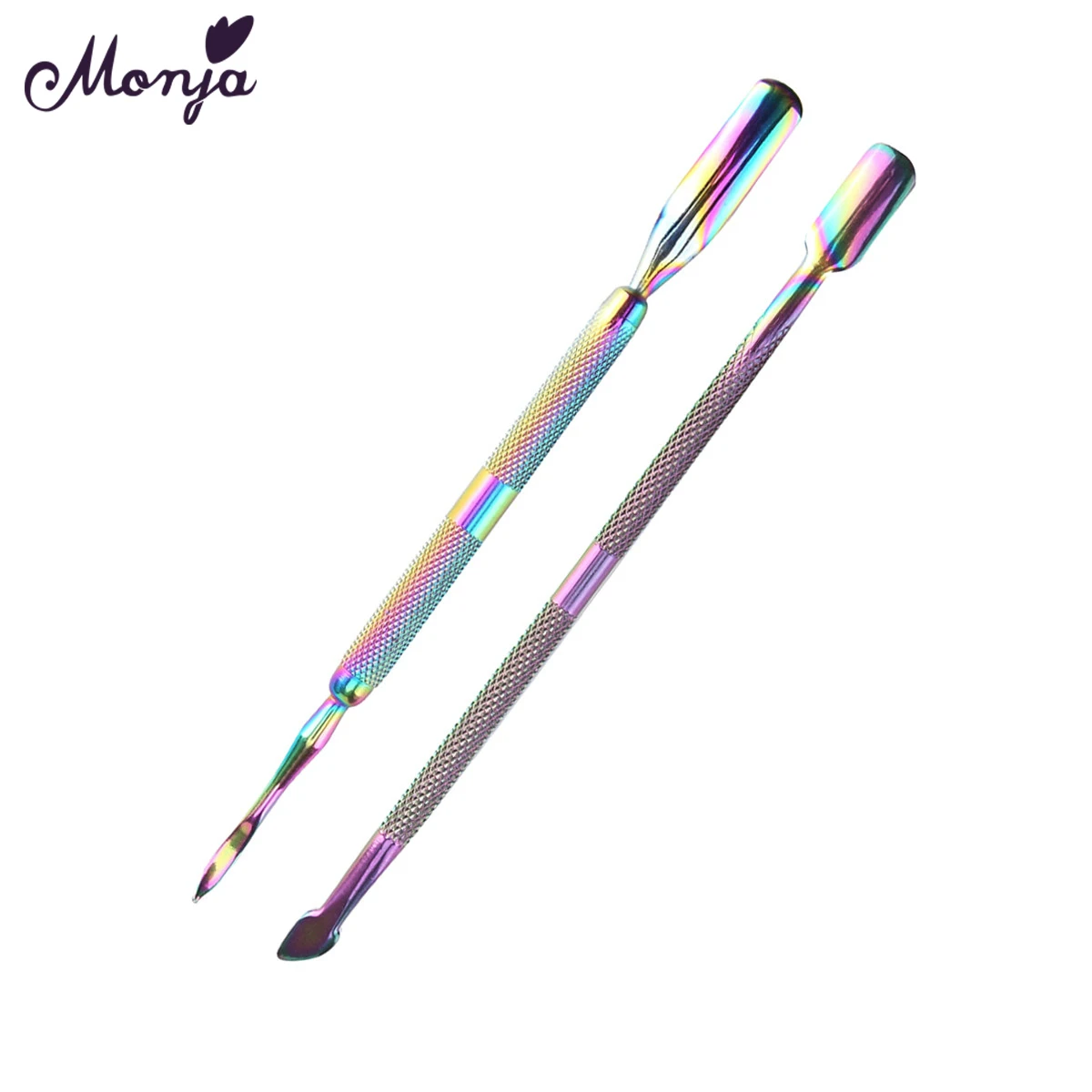 Monja ногтей двойной конец Радуга покрытие Грязь очистки толкатель мертвая кожа