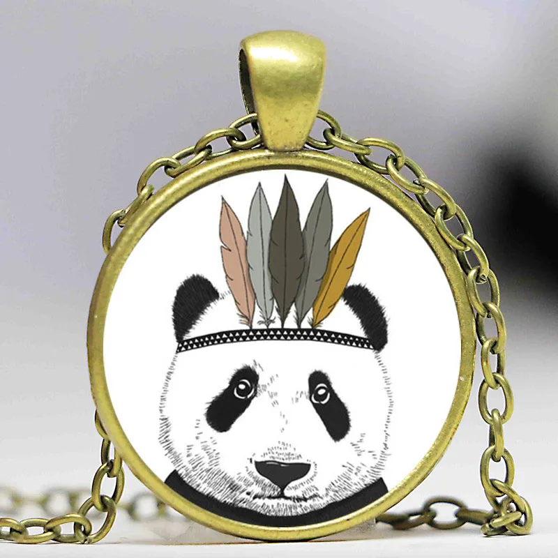 Panda Bear Bronze Plated Pendant Necklace Wildlife Art Indian Style Vintage Women Jewelry Men Bijoux | Украшения и аксессуары