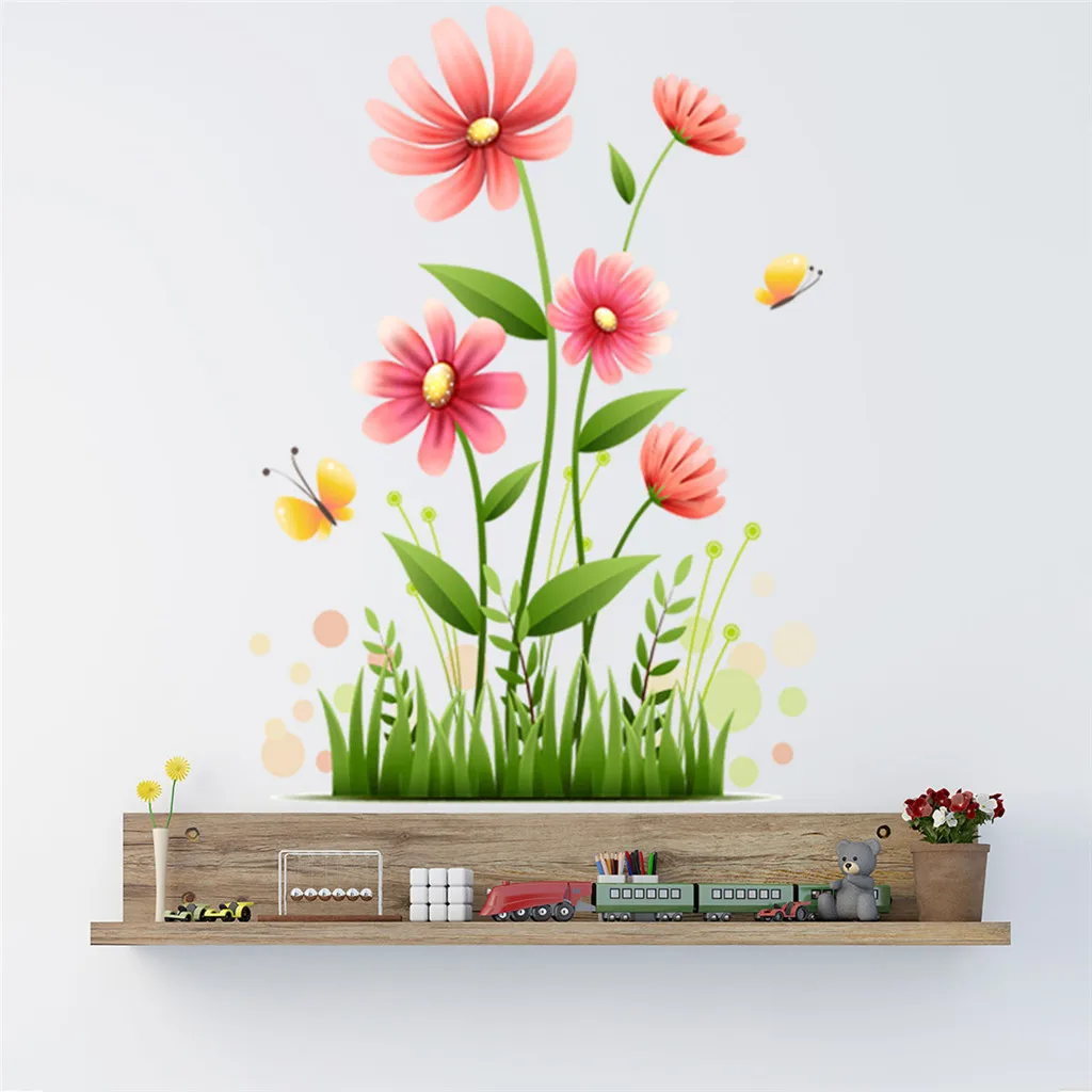 DIY настенные наклейки цветочный горшок бабочка домашний декор в горшке кухня