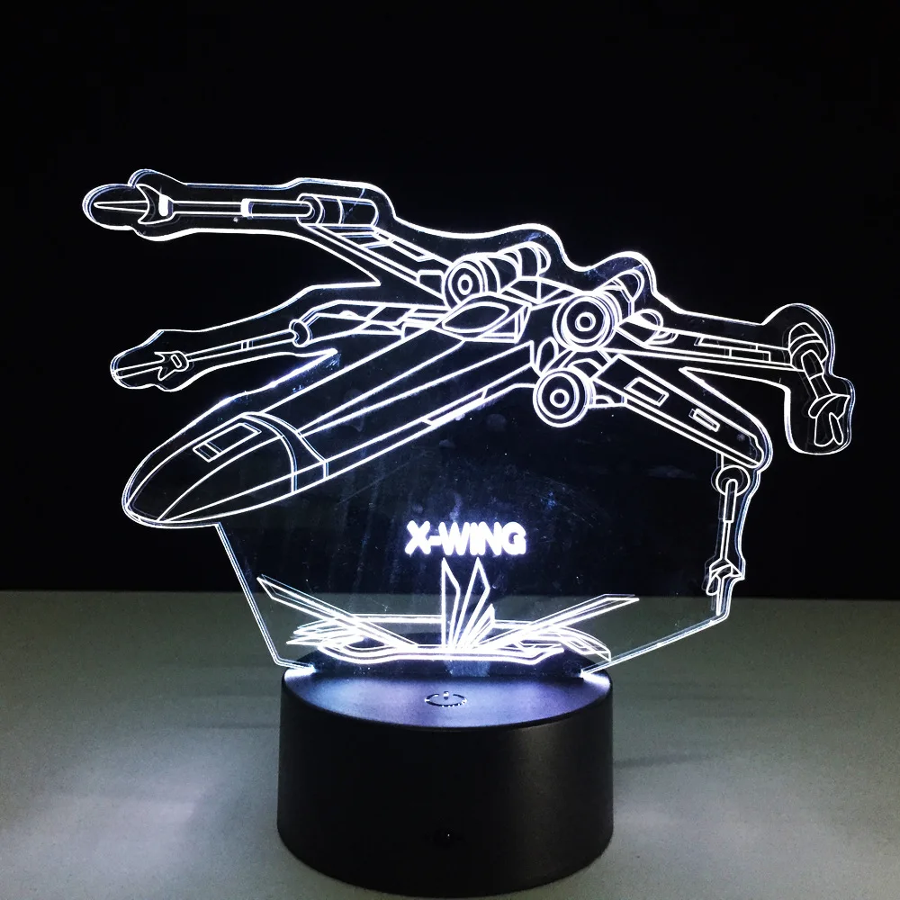 Звездные войны 3D X-Wing Fighter Настольная лампа Ночной светильник s ночник USB сенсорный 7 цветов градиентный ночной Светильник вечерние лампы Прямая поставка
