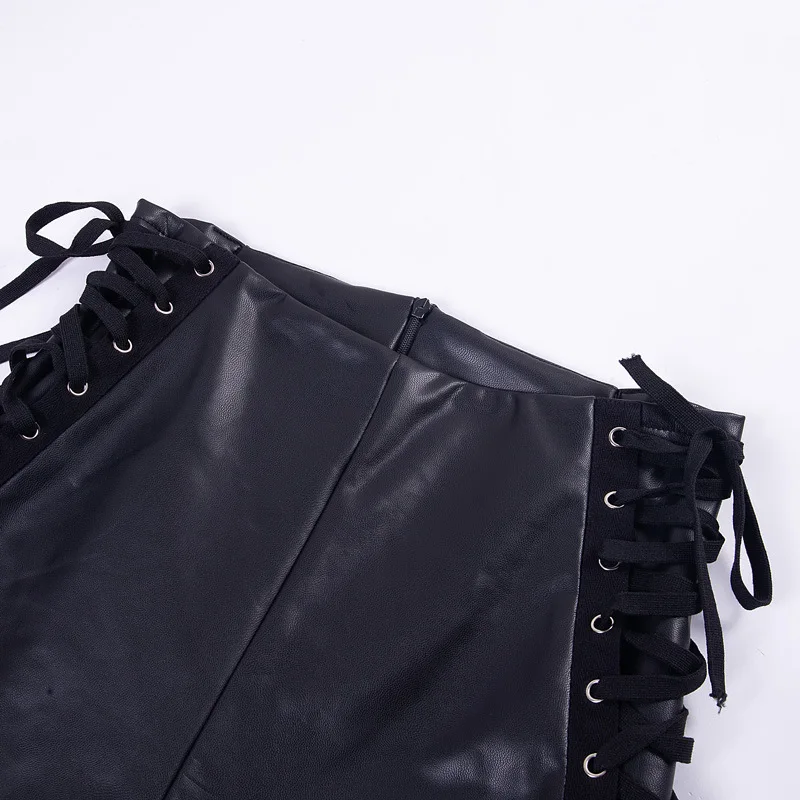 Женские пикантные леггинсы из искусственной кожи с задней молнией обе стороны на