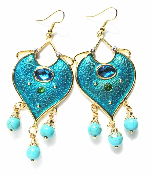blue Earrings Новые индийские серьги Косплей Аладдин Принцесса Жасмин серьги - Окраска металла: blue Earrings