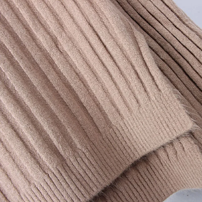 

OLGITUM Nice Autumn Winter Vintage Women Sweater Turleneck Solid Loose Knitted Pullover Sweaters Crop Top A418